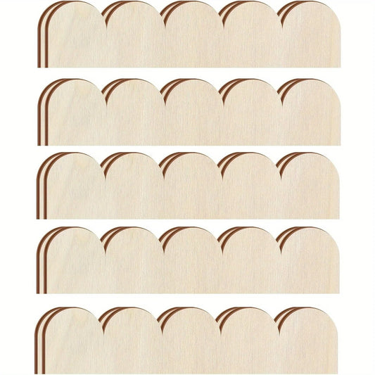 Detail der Halbkreiskante und der Stärke der unbehandelten Holzleisten