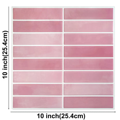 Pink tile sticker sheet, 25.4 cm square, with 16 tiles, on a white background