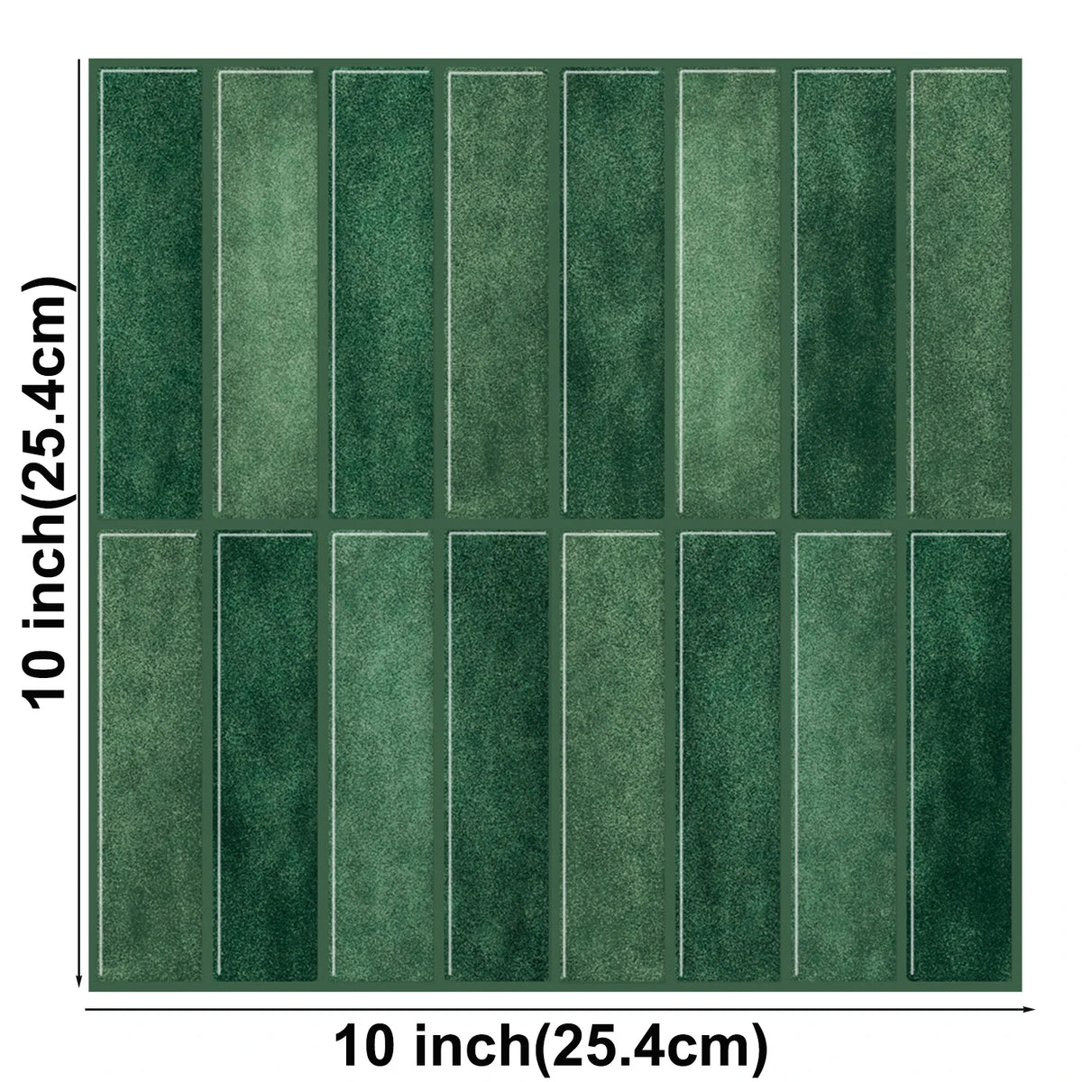 Green tile sticker sheet with 16 tiles, on a white background