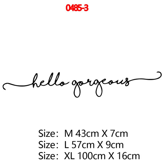 Musta tarra, jossa lause ”hello gorgeous”, malli 3, koot M, L ja XL