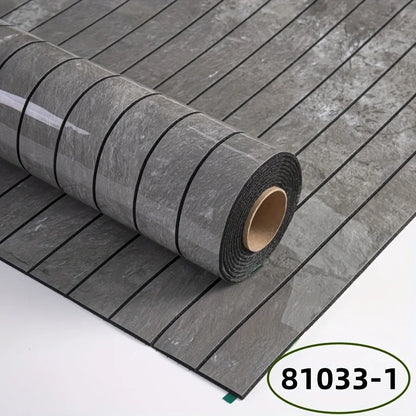 Roll of self-adhesive wall panel in dark grey stone effect with black stripes, model S-81033-1