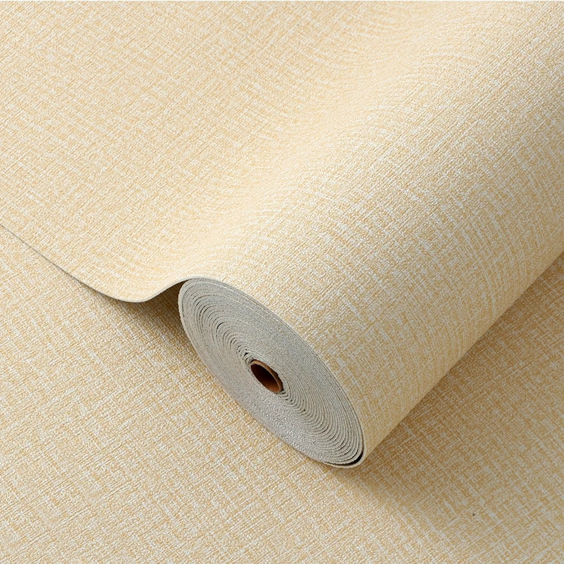 Gedeeltelijk uitgerolde lichtbeige zelfklevende paneelrol met linnenlook
