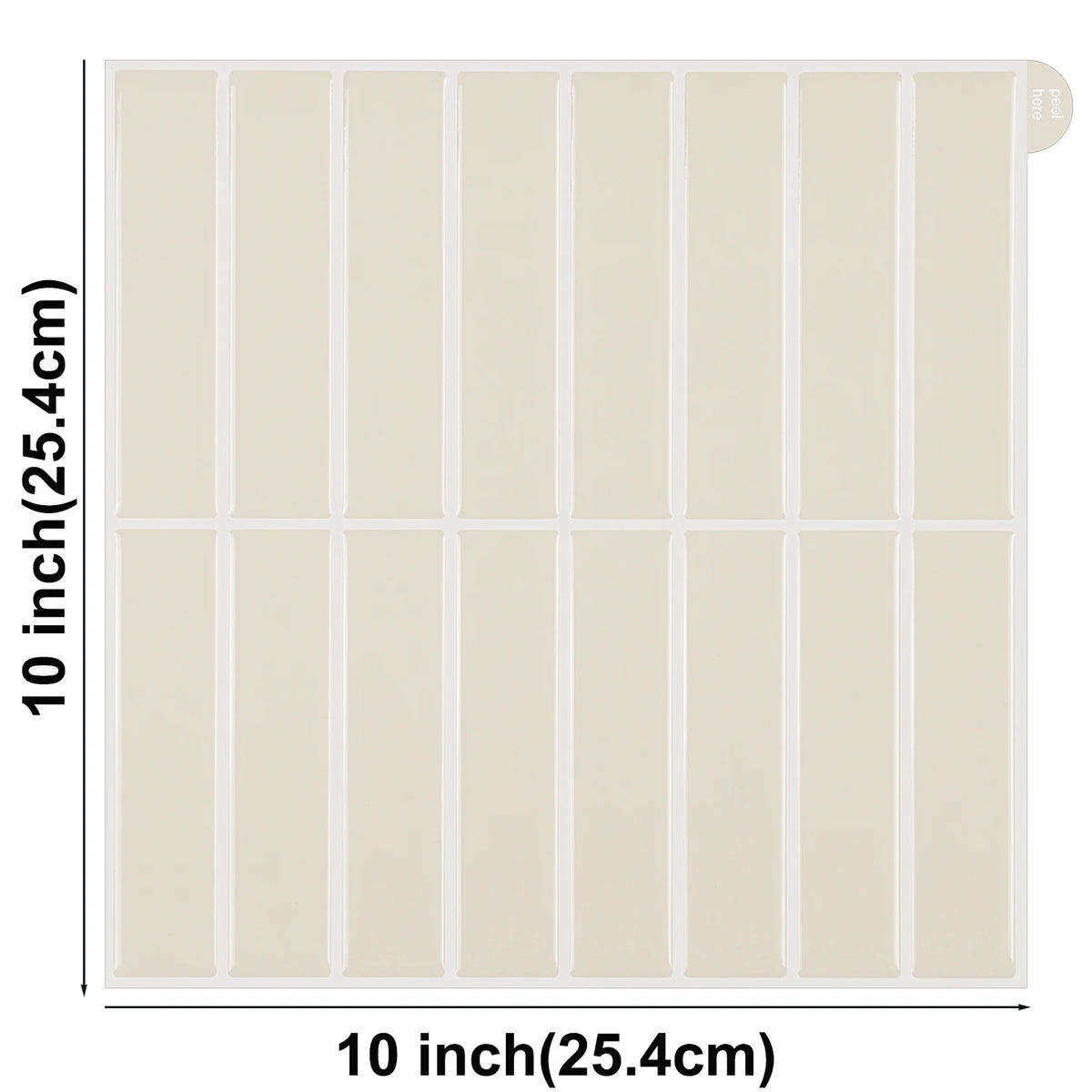 Cream tile sticker sheet with 16 tiles, on a white background