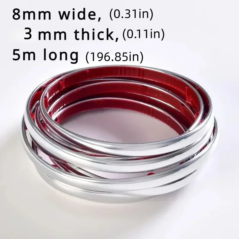 Maße der silberfarbenen Rolle: 8 mm breit, 3 mm stark, 5 m lang