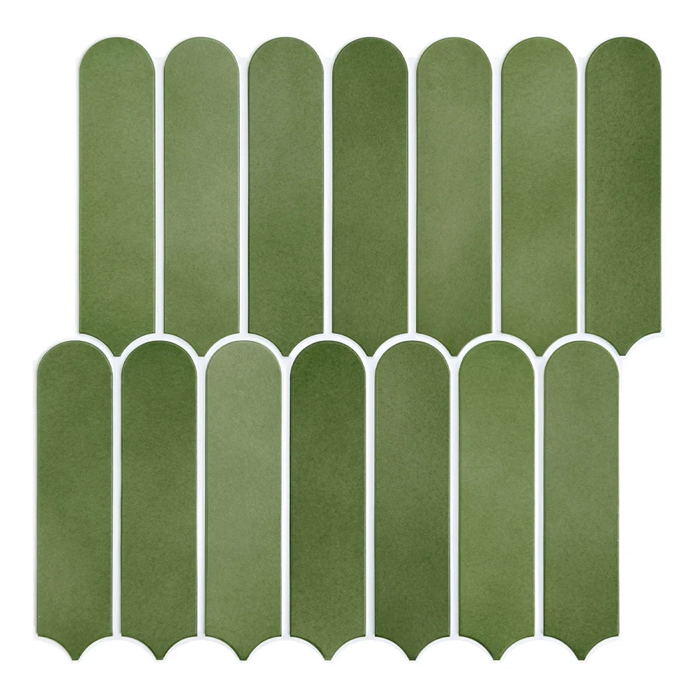 Olive green adhesive panel sheet with rounded elements, on a white background
