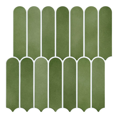Olive green adhesive panel sheet with rounded elements, on a white background