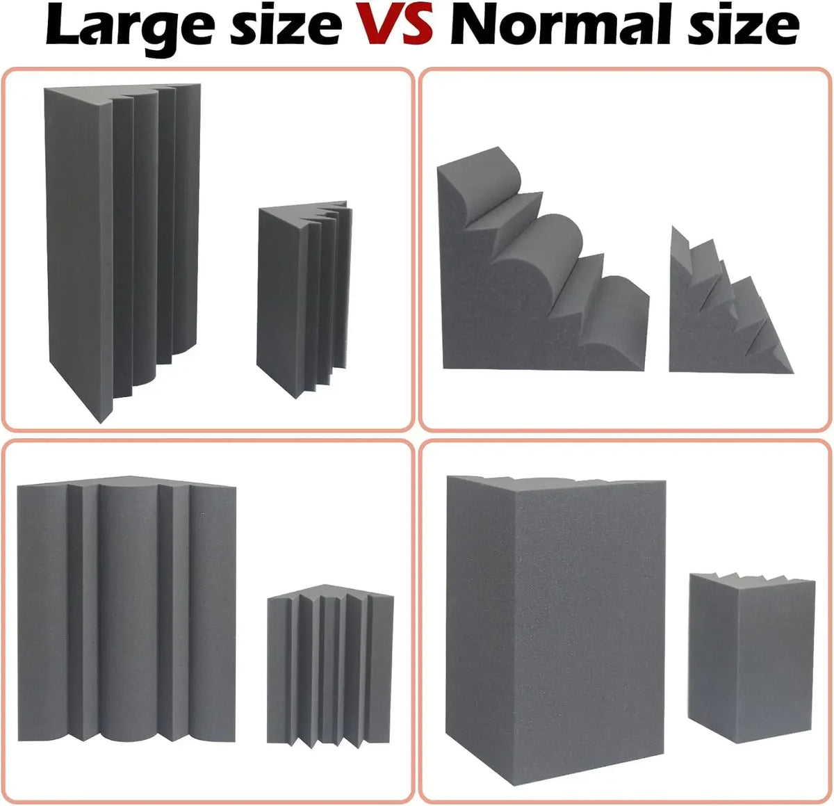 Black corner panel seen from several sides, next to a smaller model