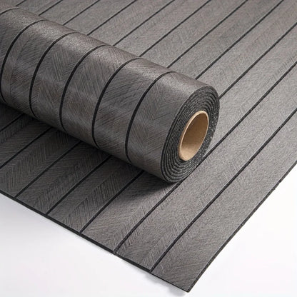 Roll of self-adhesive wall panel in grey with black stripes, model S-9-2