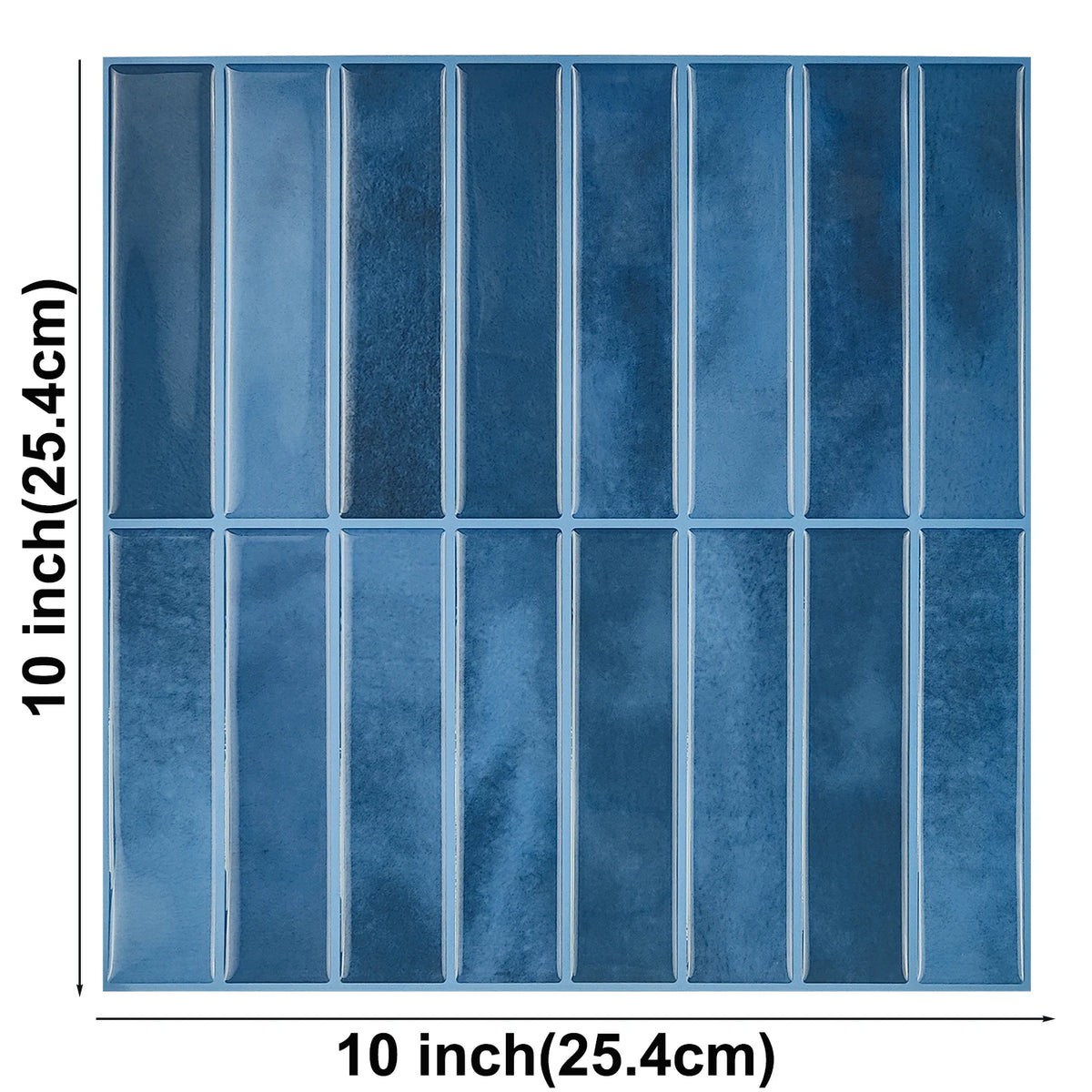 Blue tile sticker sheet with 16 tiles, on a white background
