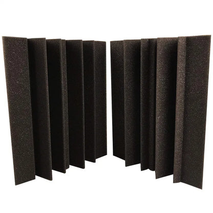 Two black foam corner panels seen from another side, with vertical grooves