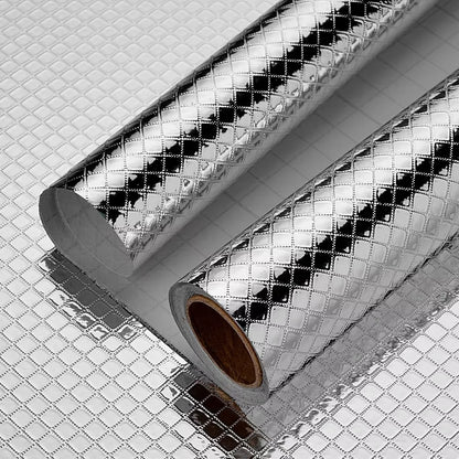 Rolle silberne Klebefolie mit schwarzem Rautenmuster