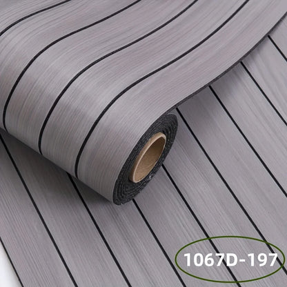 Roll of self-adhesive wall panel in cool grey with black stripes, model S-1067D-197