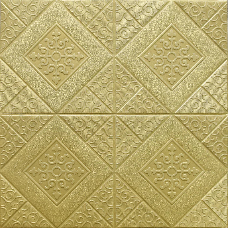 Golden yellow 3D foam diamond panel, seen from the front