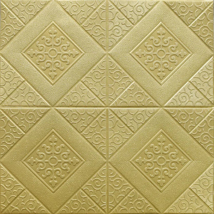 Golden yellow 3D foam diamond panel, seen from the front