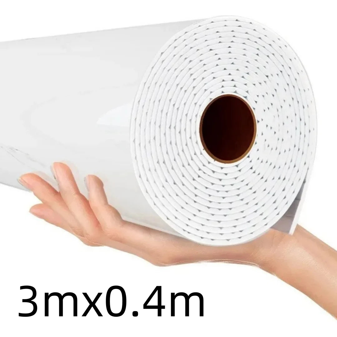 Roll of 3D marble effect panel, 40 × 300 cm, with a white foam edge, on a white background
