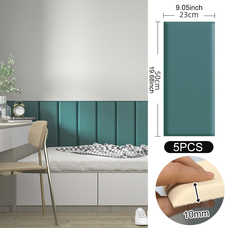 Schlafzimmer mit dunkelgrünen gepolsterten Paneelen und einem Paneel mit 23 × 50 cm