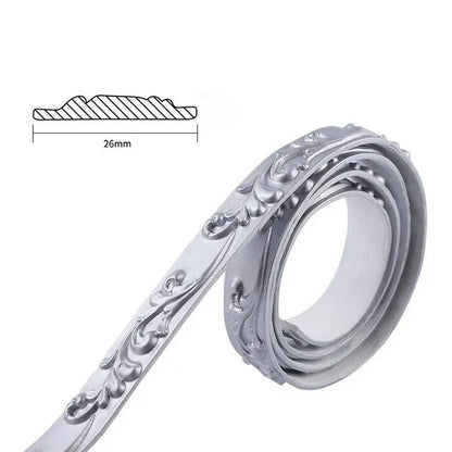 Fully silver decorative moulding with floral relief, 26 mm wide