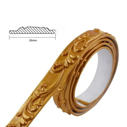Fully gold decorative moulding with floral relief, 26 mm wide