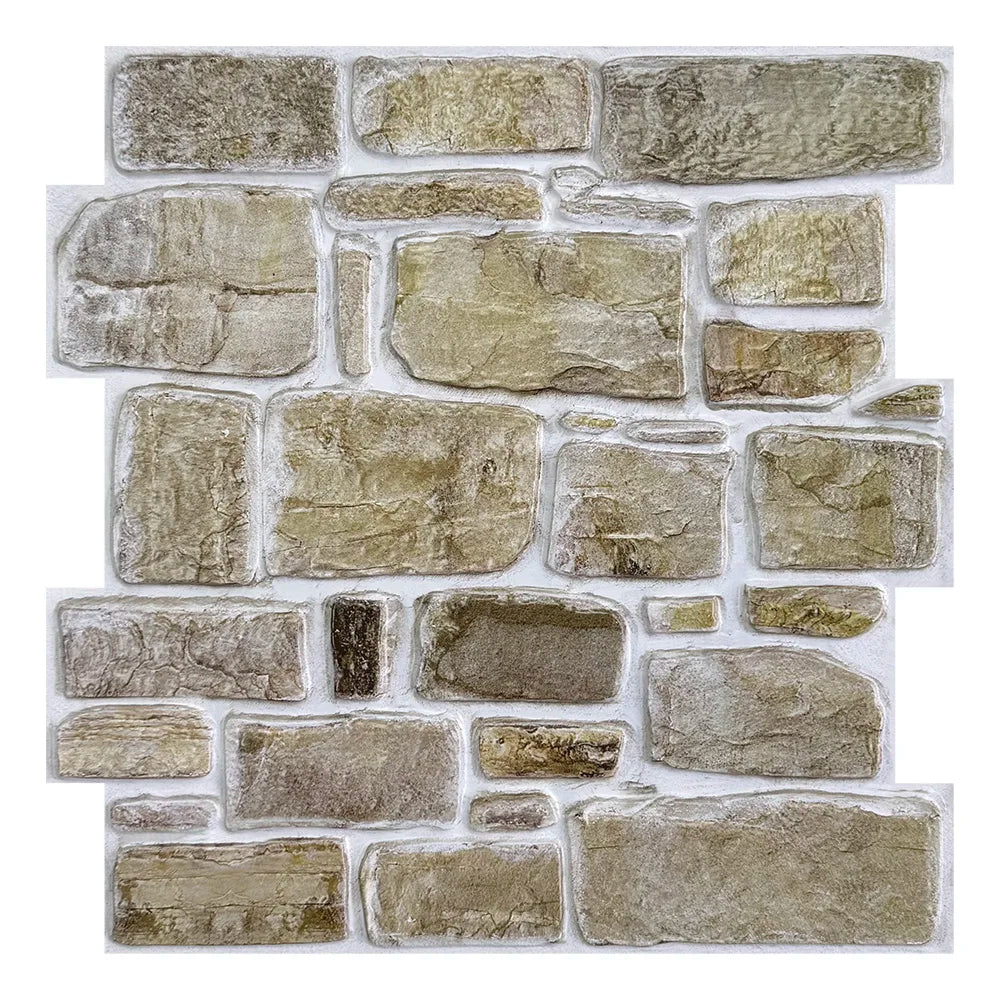 Brown-grey rectangular stone effect adhesive panel