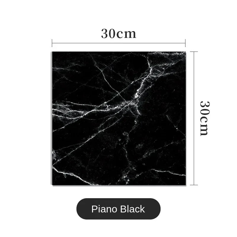 Black marble effect vinyl wrap with white veins, 30 × 30 cm