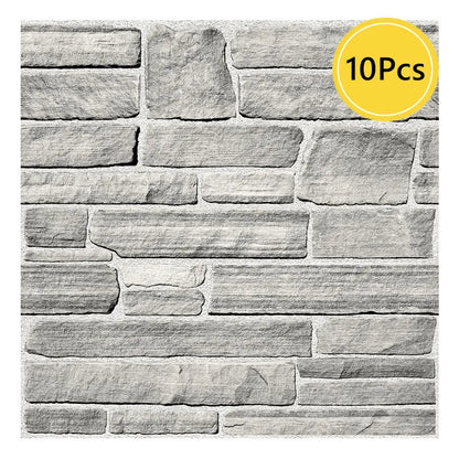 3D grey stone effect wall panel with thin strips on a white background