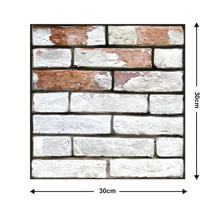 Valkoinen ja punainen tiilikuvioinen 3D-paneeli, malli 527