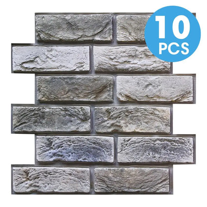 Blue-grey brick effect self-adhesive panel, 30 × 30 cm, on a white background