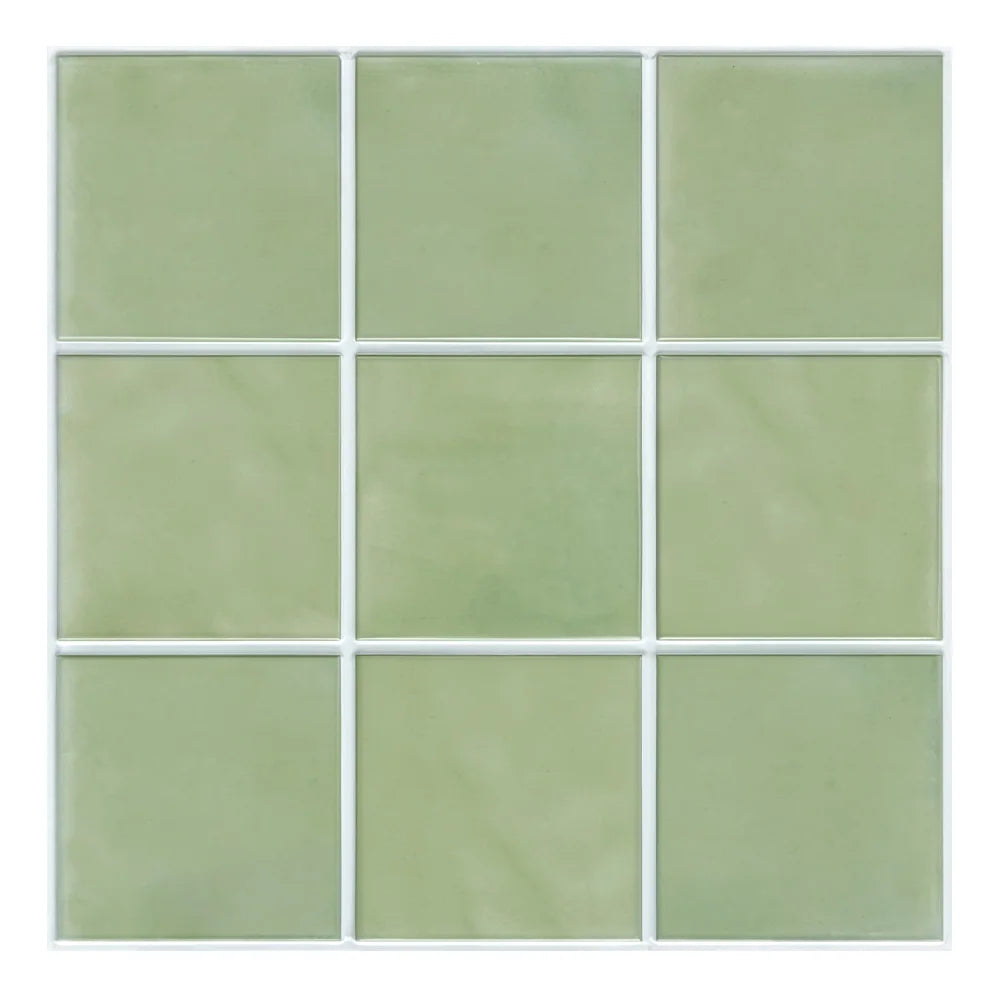 Groene plaat met negen vierkanten op een witte achtergrond