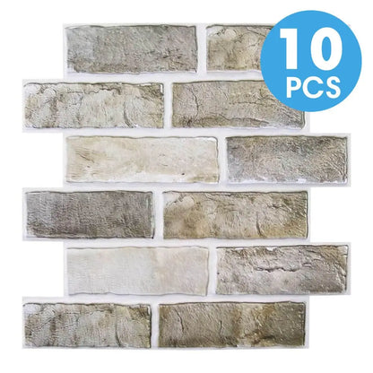 Light grey brick effect self-adhesive panel with light joints, 30 × 30 cm