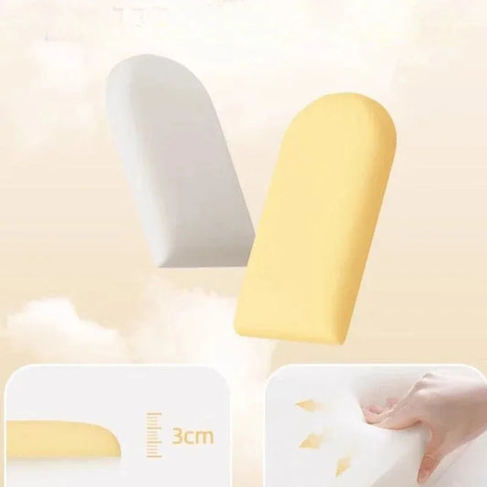 Beige und gelbe gepolsterte Paneele: Detail der Stärke von 3 cm und der weichen Schaumstofffüllung