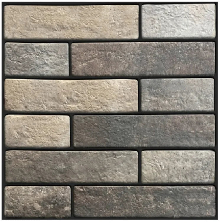 3D PVC-paneel met een grijze en beige baksteenlook