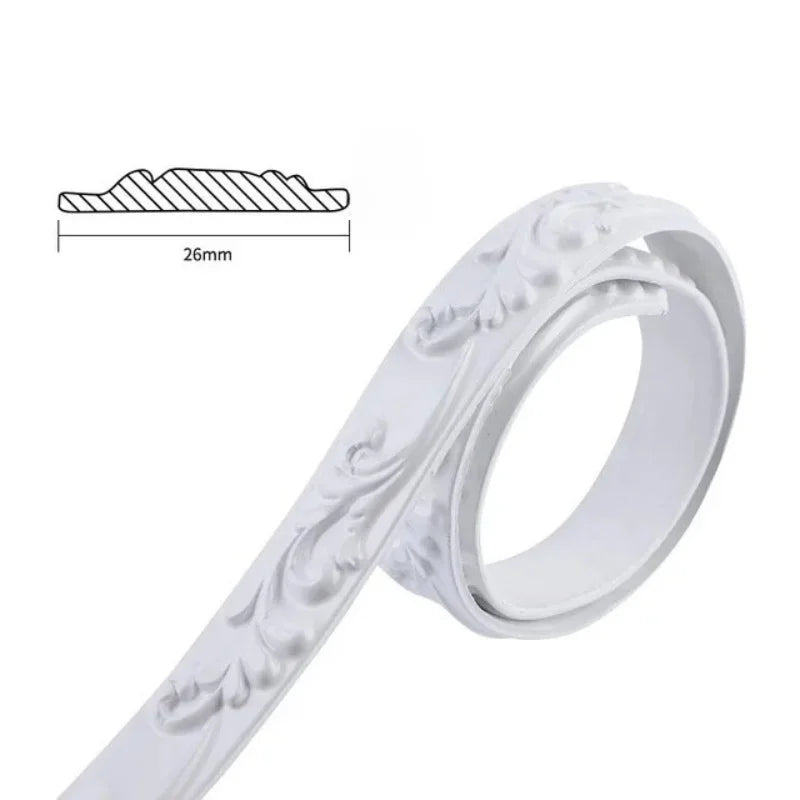 White decorative moulding with floral relief, 26 mm wide