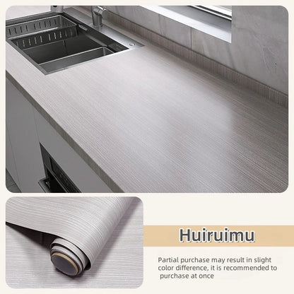 Worktop with sink covered in light grey vinyl and roll (Model 2)