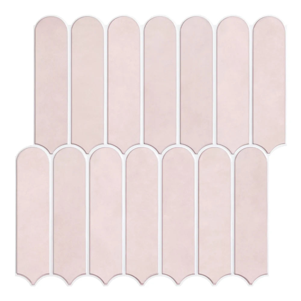 Dusty pink adhesive panel sheet with rounded elements, on a white background