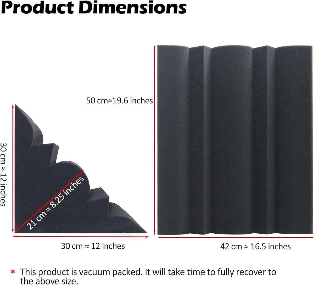 Dimensioned drawing of a corner panel: 30 × 30 cm base, 50 cm height, 42 cm visible side
