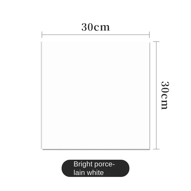 Porcelain white marble effect vinyl wrap, uniform, 30 × 30 cm