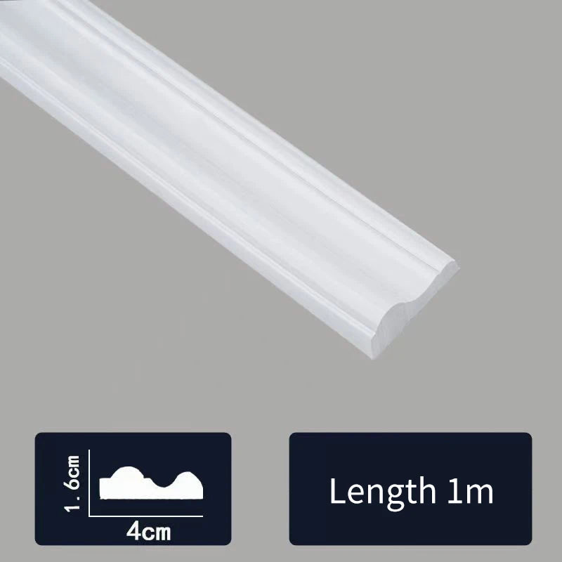 Witte sierlijst van 40 mm met een getrapt profiel van 1,6 cm hoog, 1 m lang