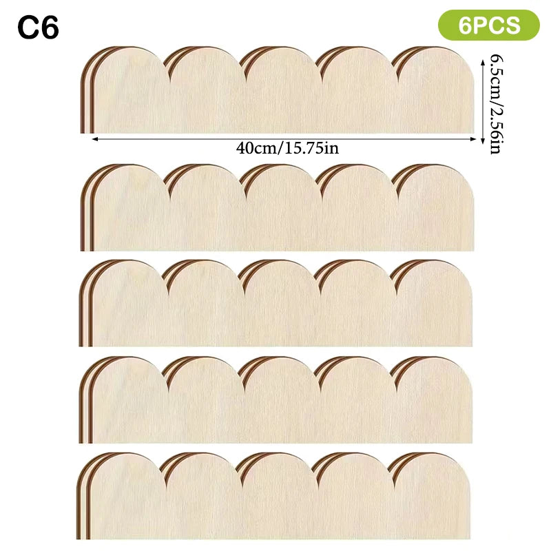 Sierlijsten met schulprand, 40 × 6,5 cm, model C, set van 6 stuks