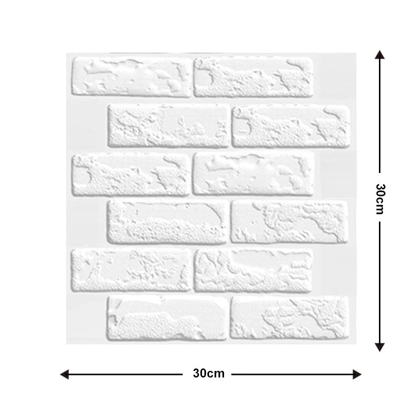3D raised white brick effect panel on a white background