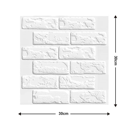 3D raised white brick effect panel on a white background
