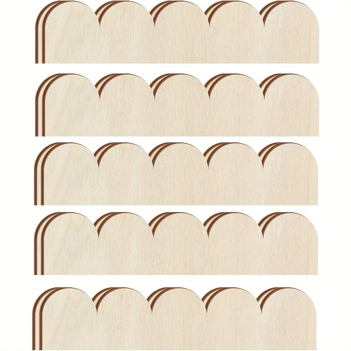 Detail der Halbkreiskante und der Stärke der unbehandelten Holzleisten