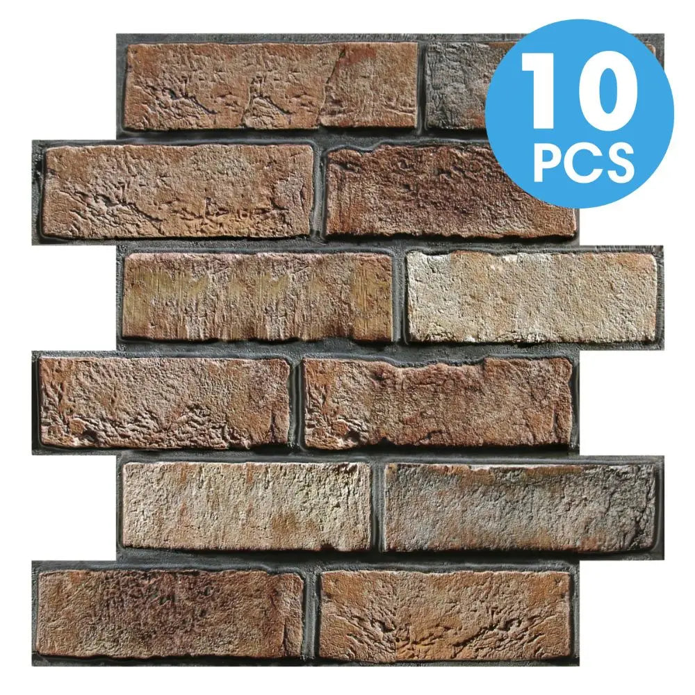 Brown brick effect self-adhesive panel, 30 × 30 cm, on a white background