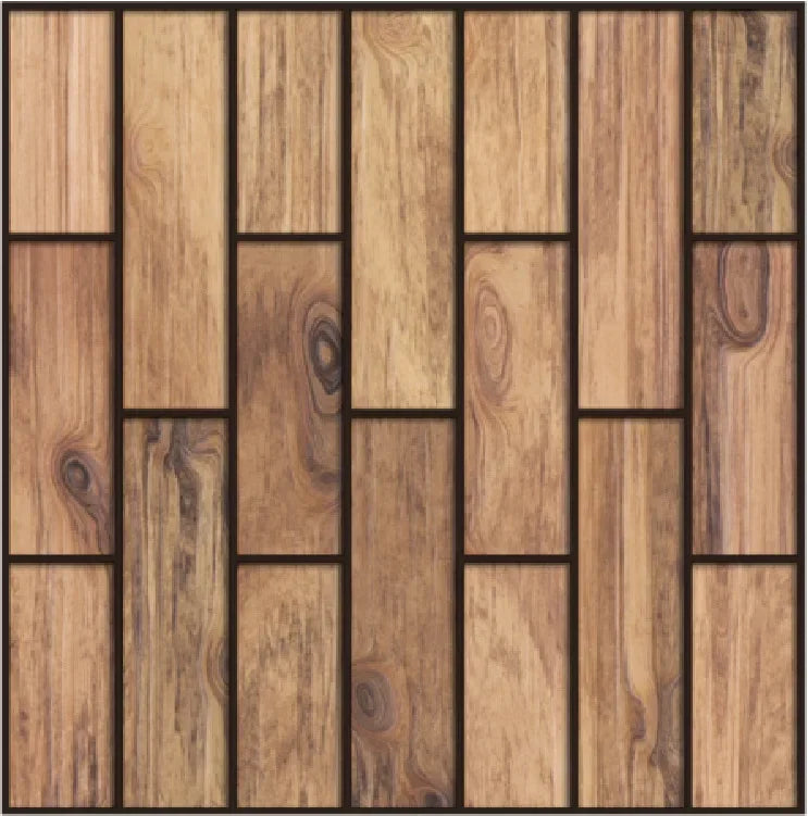 3D PVC-paneel met een houtlook van bruine planken