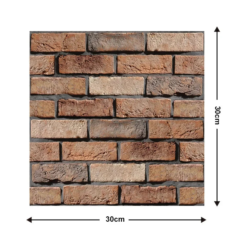Punaruskea tiilikuvioinen 3D-paneeli, malli 524
