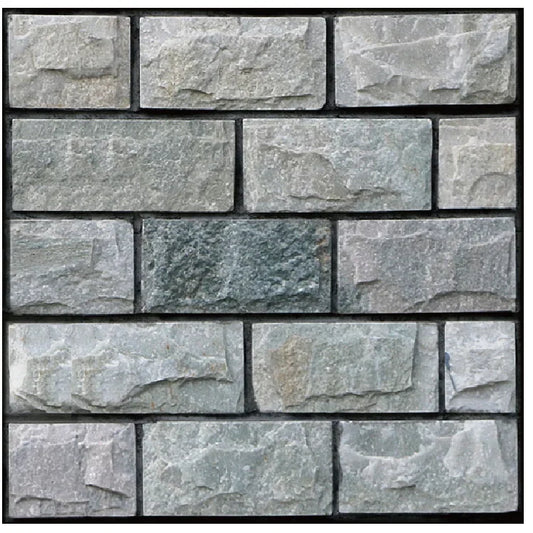3D PVC panel, 30 × 30 cm, with a grey brick effect that looks like stone, on a white background