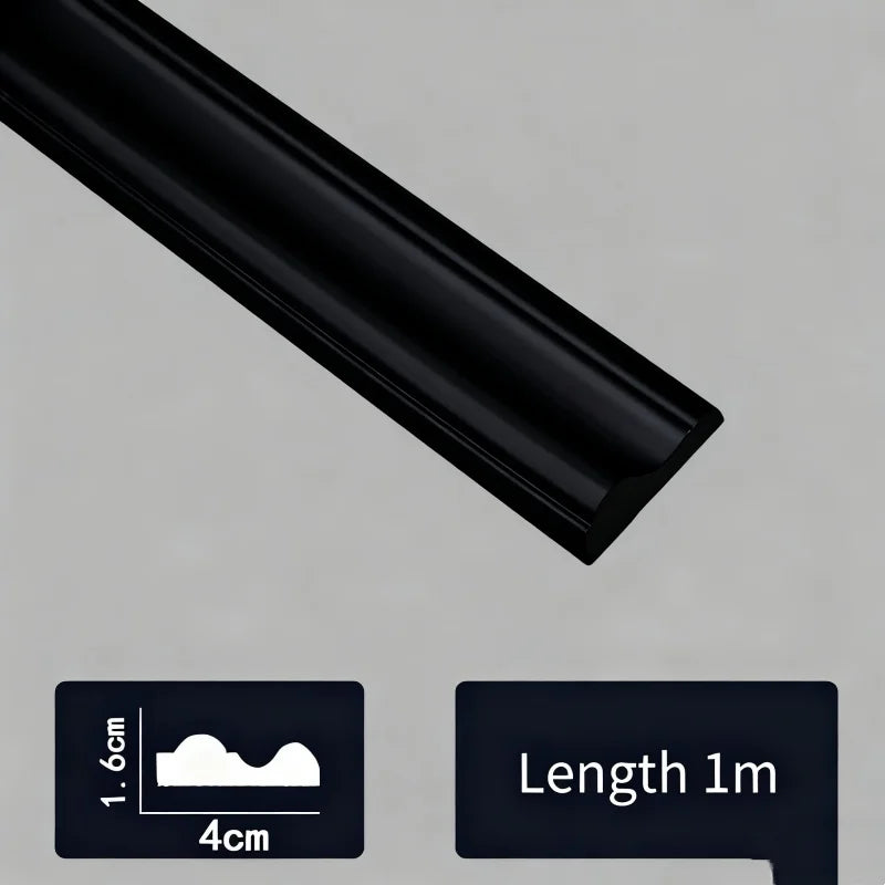 Zwarte sierlijst van 40 mm met een getrapt profiel van 1,6 cm hoog, 1 m lang