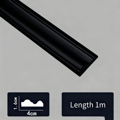 Zwarte sierlijst van 40 mm met een getrapt profiel van 1,6 cm hoog, 1 m lang