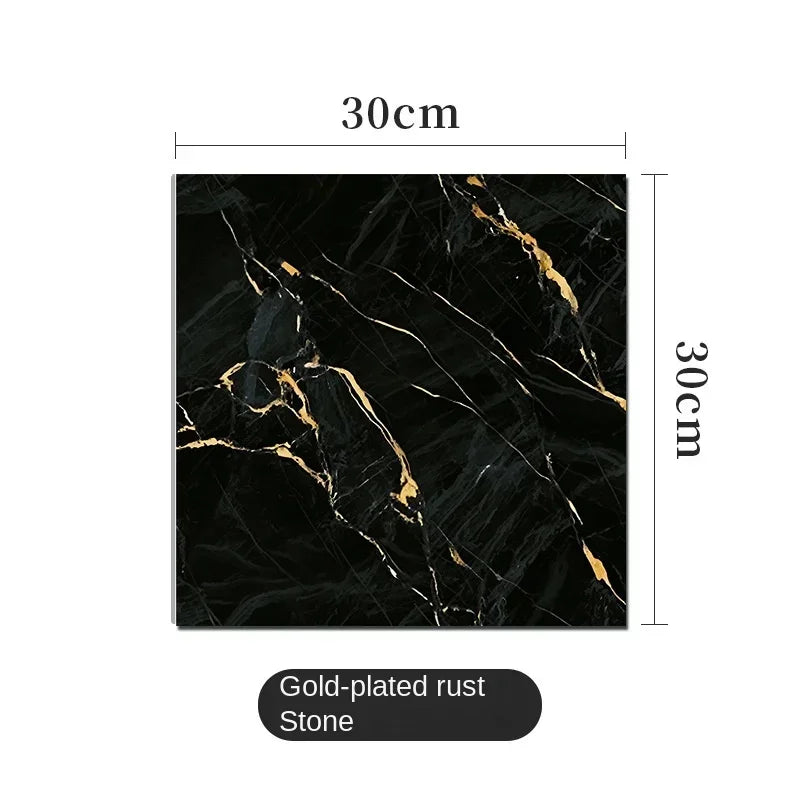 Black marble effect vinyl wrap with gold veins, 30 × 30 cm